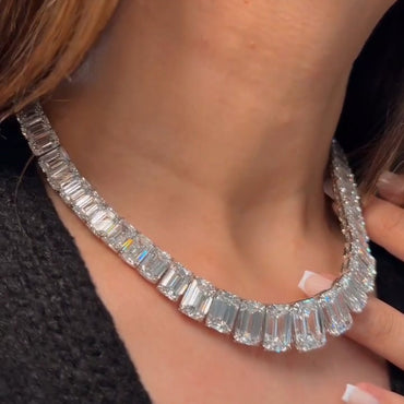 115Ctw Flawless Emerald-Cut Sapphire Necklace-JEWELBUYS
