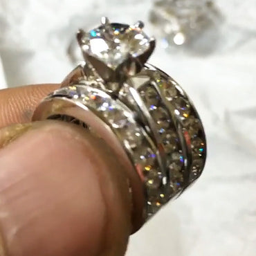 7ctw Round Cut White Sapphire Classic Engagement Ring-JEWELBUYS