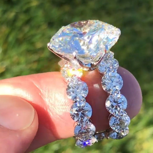 Beautiful 8.0ct Round Cut Double Ring Engagement Ring -JEWELBUYS