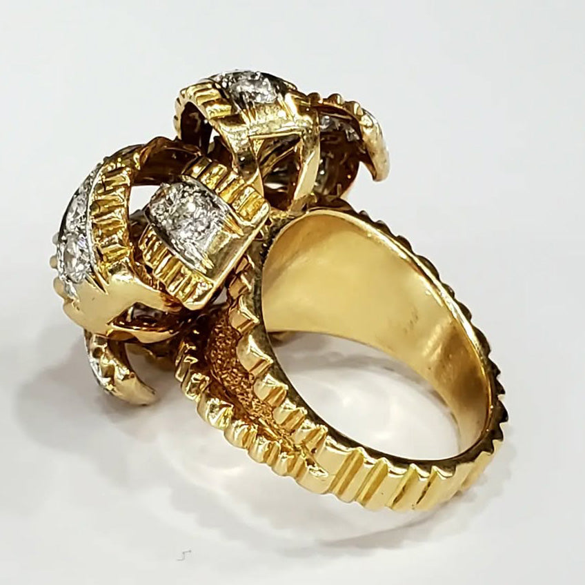 1.5Ctw Crushed White Sapphire Cocktail Art Ring-JEWELBUYS