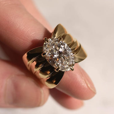 3.8Ct Oval Cut Claw Set White Sapphire Vintage Engagement Ring-JEWELBUYS