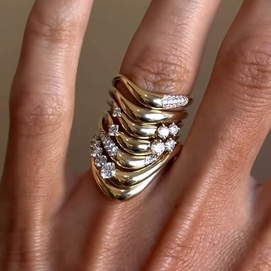 Round sapphire sculpture-style 7-stone stacking band-JEWELBUYS