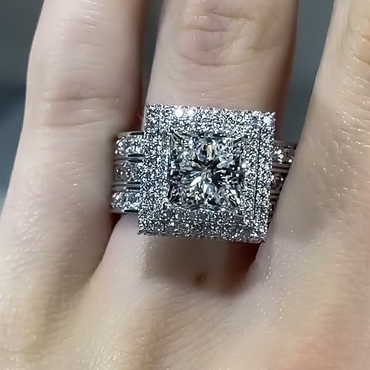 Gorgeous 8 ctw Square Cut White Gemstone Engagement Ring for Men and Women -JEWELBUYS