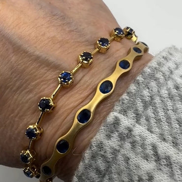 5.2Ctw Oval Cut Blue and Green Sapphire Chain Bracelet-JEWELBUYS