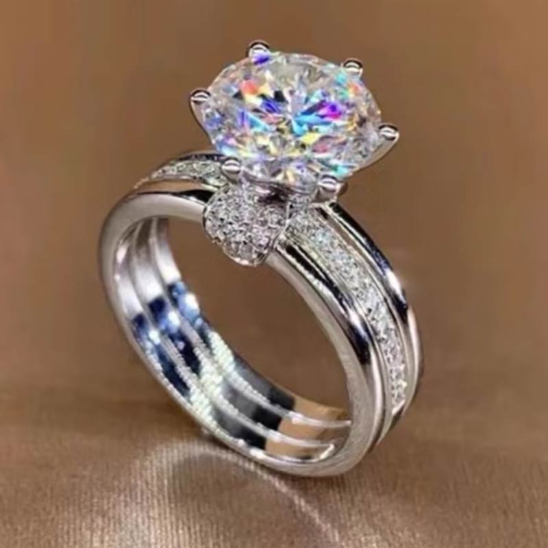 4.0ct Art Deco Gold and Silver Bicolour Round Cut Engagement Ring -JEWELBUYS