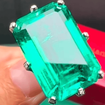 15ct Emerald Cut Green Sapphire Engagement Ring-JEWELBUYS