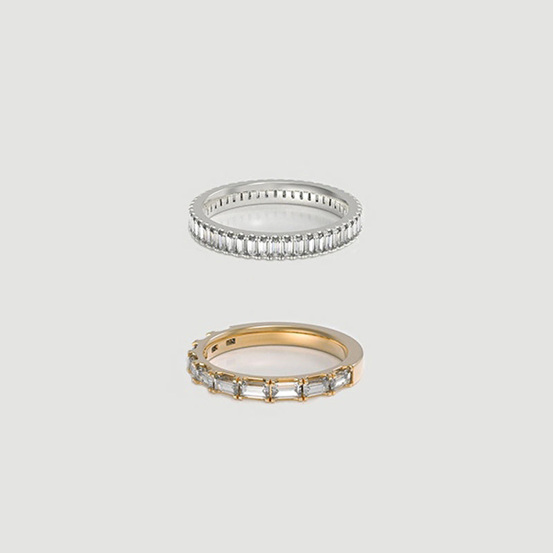 3.0Ctw Rectangular and Round Sapphire Stacked Rings- JEWELBUYS