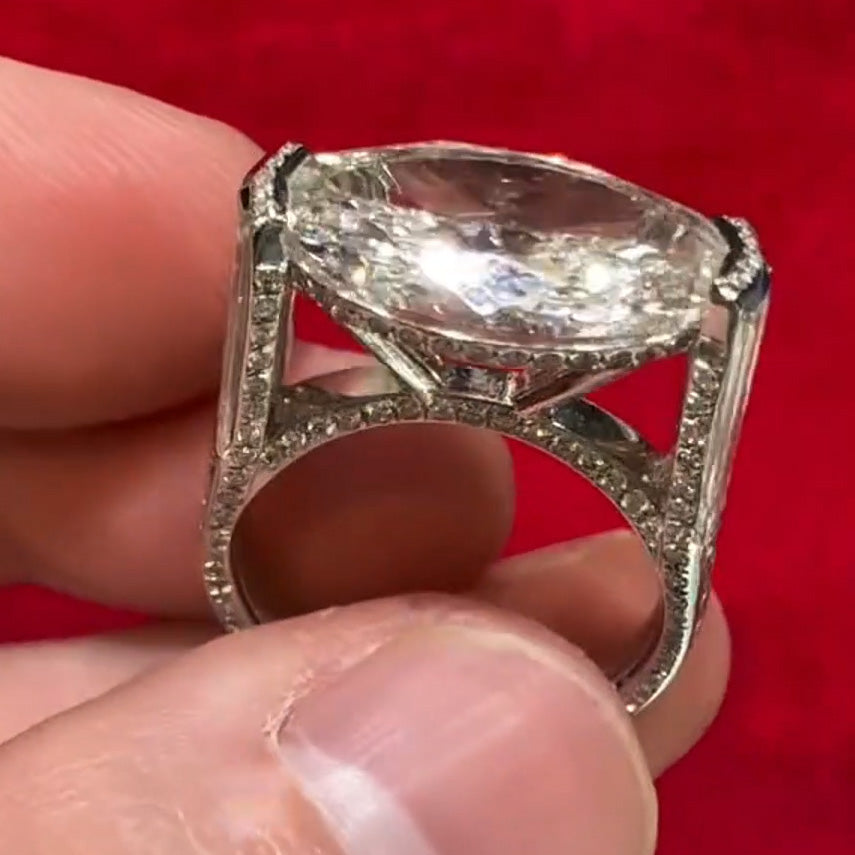 4.0Ct Marquise and Baguette Cut White Sapphire Personalized Engagement Ring-JEWELBUYS