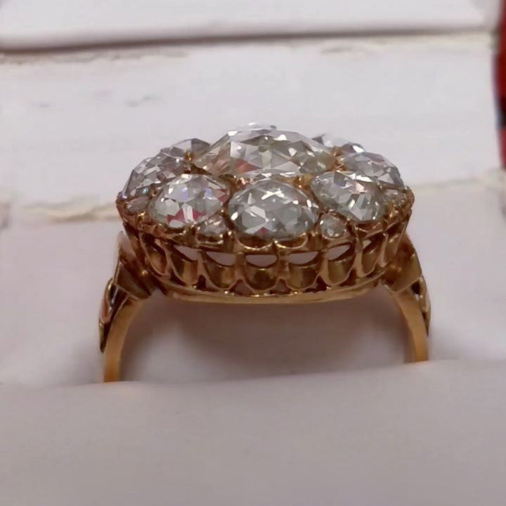 6.02ctw Antique Rose Cut Rose Gold White Sapphire Ring-JEWELBUYS