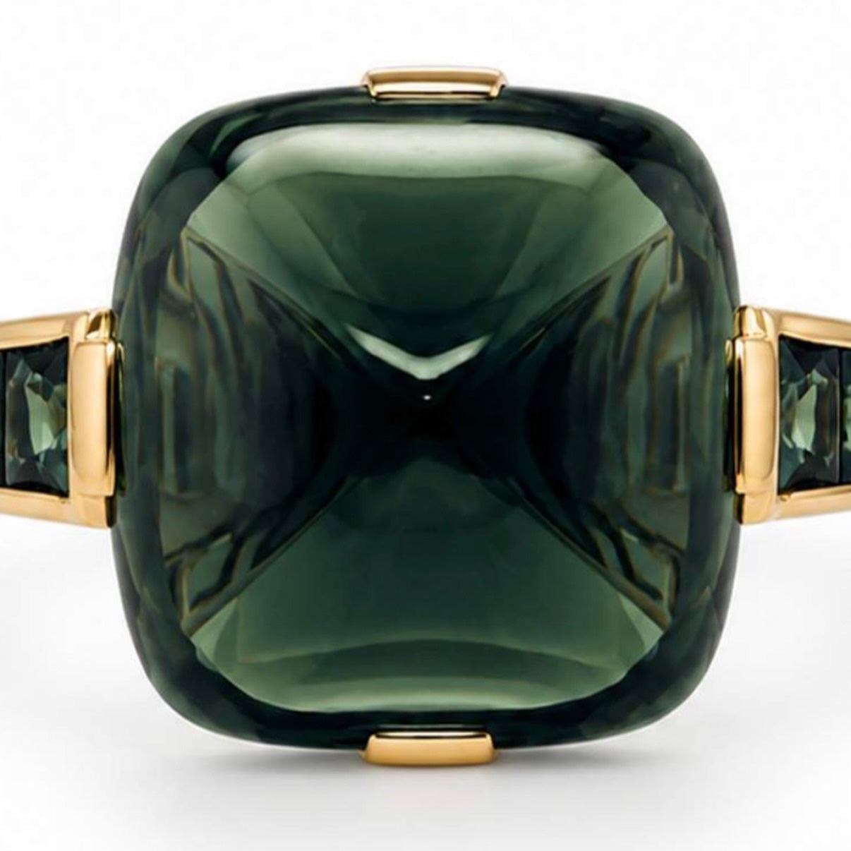 7.0Ctw Sugarloaf Green Sapphire Engagement Ring-JEWELBUYS