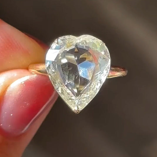 5.01Ct Antique Heart Shaped Rose Cut Sapphire Engagement Ring-JEWELBUYS