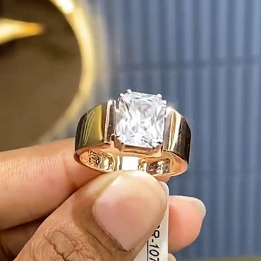 3.0ct Radiant Cut Single Stone White Sapphire Engagement Ring-JEWELBUYS