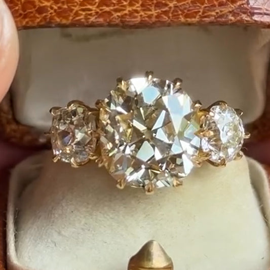 3.27ctw Old Mine Cushion Cut Sapphire Faceted Set Ring-JEWELBUYS