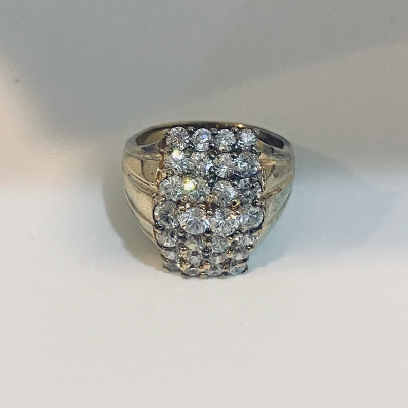 1.6ctw Vintage Style Round Cut White Sapphire Cluster Ring - JEWELBUYS