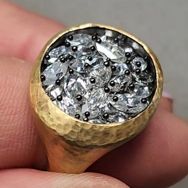 Stunning 2ct Marquise Cut White Sapphire Wide Band Women's Engagement Ring in Gold-JEWELBUYS