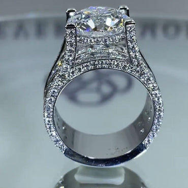 Classic 4.5ct Oval Cut White Sapphire East-west Design Engagement Ring-JEWELBUYS