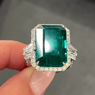 8ct Emerald Cut and Paired Baguette Cut Engagement Ring-JEWELBUYS