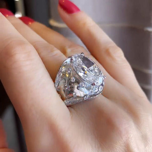 Exquisite 8 ctw Oval Cut White Gemstone Galaxy Ring -JEWELBUYS