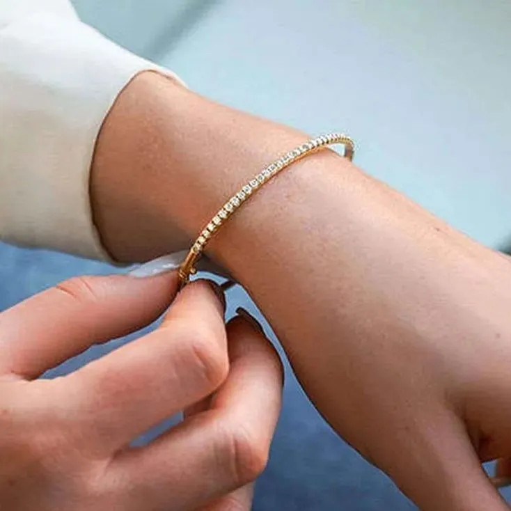 Classic 2ctw Round Cut White Sapphire Single Row Bracelet-JEWELBUYS