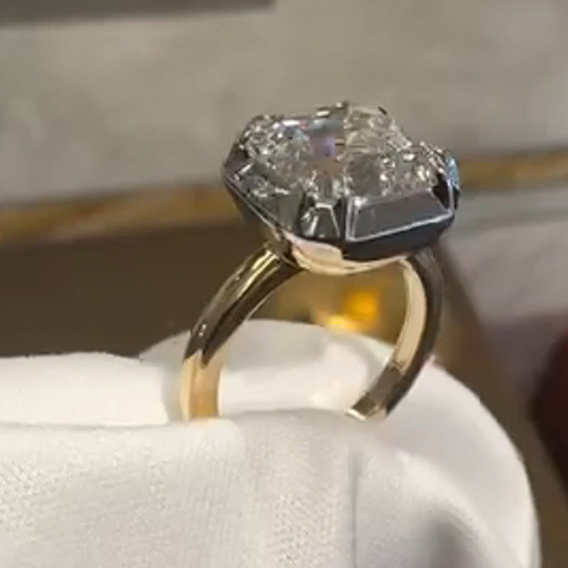 3ct Delicate Ascher Cut Solitaire Sapphire Bezel Engagement Ring-JEWELBUYS