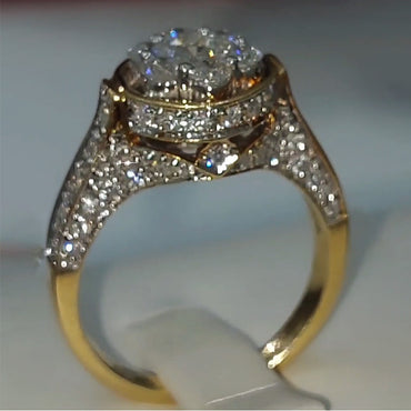 3.2ctw Round Cut White Sapphire Luxury Gold Plated Ring-JEWELBUYS