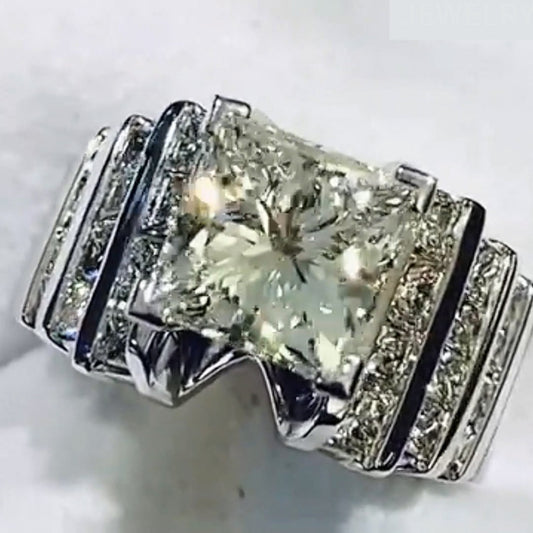 5.6Ctw Princess Cut White Sapphire Channel Set Channel Engagement Ring-JEWELBUYS