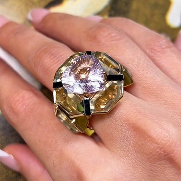 Artful 4ct Heart Cut Purple Sapphire Women's Engagement Ring in Yellow Gold-JEWELBUYS