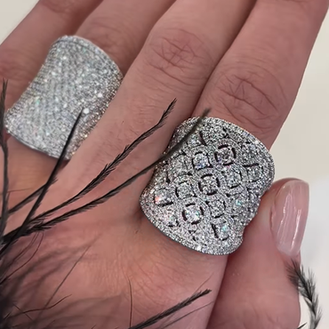 6 ctw Round Cut White Sapphire Exquisite Hollow Ring - JEWELBUYS