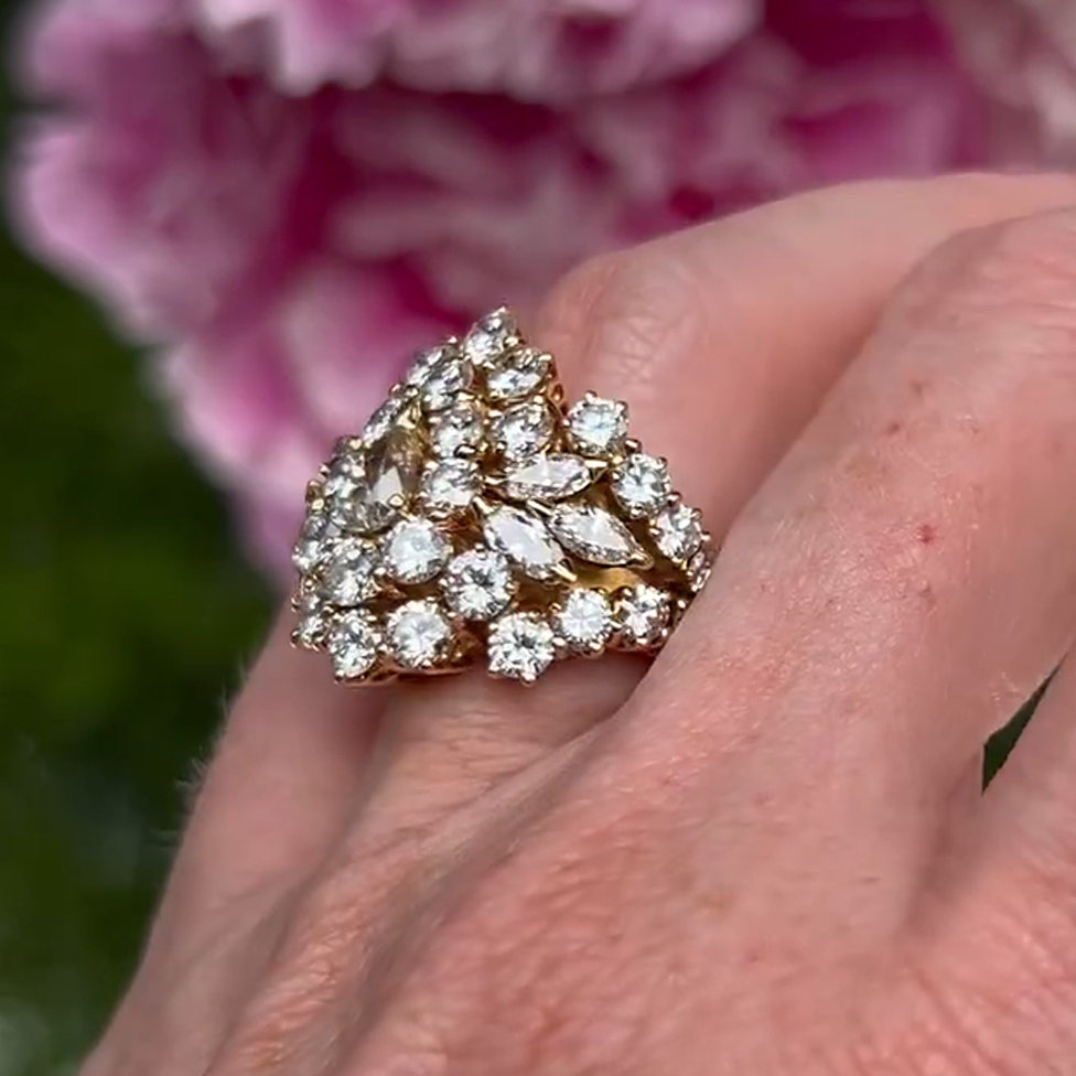 Gorgeous 4 ctw Multi-Cut White Gemstone Cluster Ring -JEWELBUYS