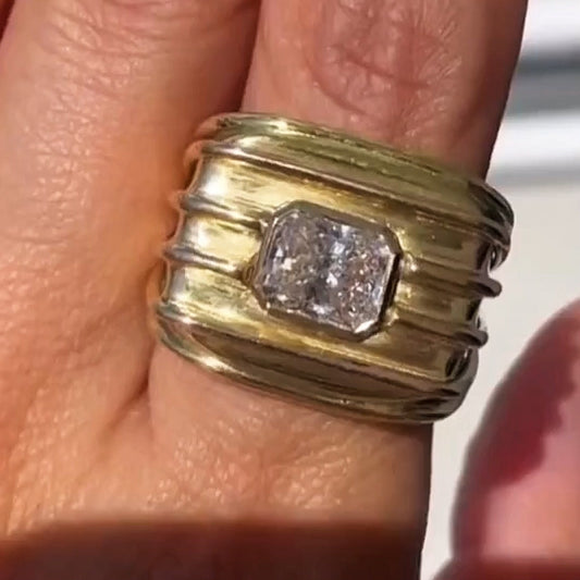 3.22ct Emerald Cut Sapphire Statement Ring-JEWELBUYS