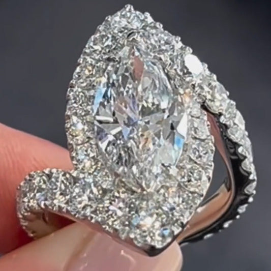 5.0Ctw Marquise Cut White Sapphire Marquise Ring-JEWELBUYS