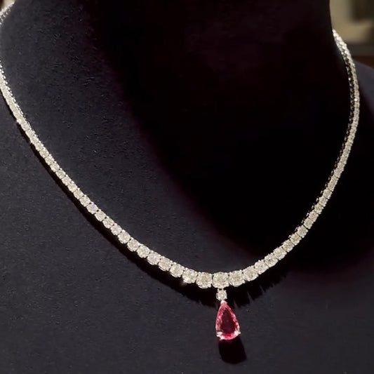 20.0ct Pink Pear Cut Sapphire Detachable Pendant Necklace-JEWELBUYS