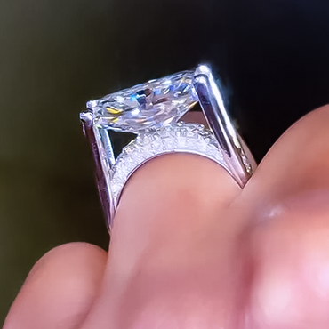 Unique 8 ctw Radiant Cut White Gemstone East-West Set Engagement Ring -JEWELBUYS