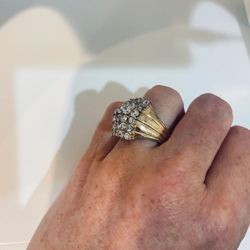 1.6ctw Vintage Style Round Cut White Sapphire Cluster Ring - JEWELBUYS