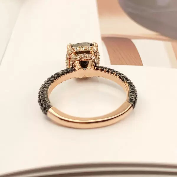 Personalized 3ct Cushion Cut Black Sapphire Engagement Ring-JEWELBUYS