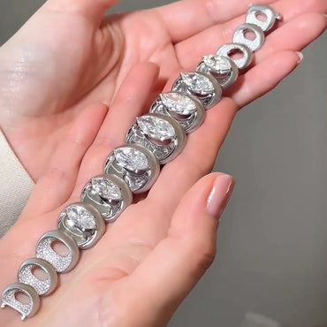 29.62ctw Marquise-cut Architectural Sapphire Bracelet-JEWELBUYS