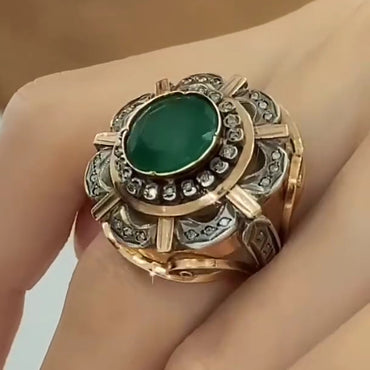 6ctw Vintage Style Round Emerald Luxury Large Ring-JEWELBUYS