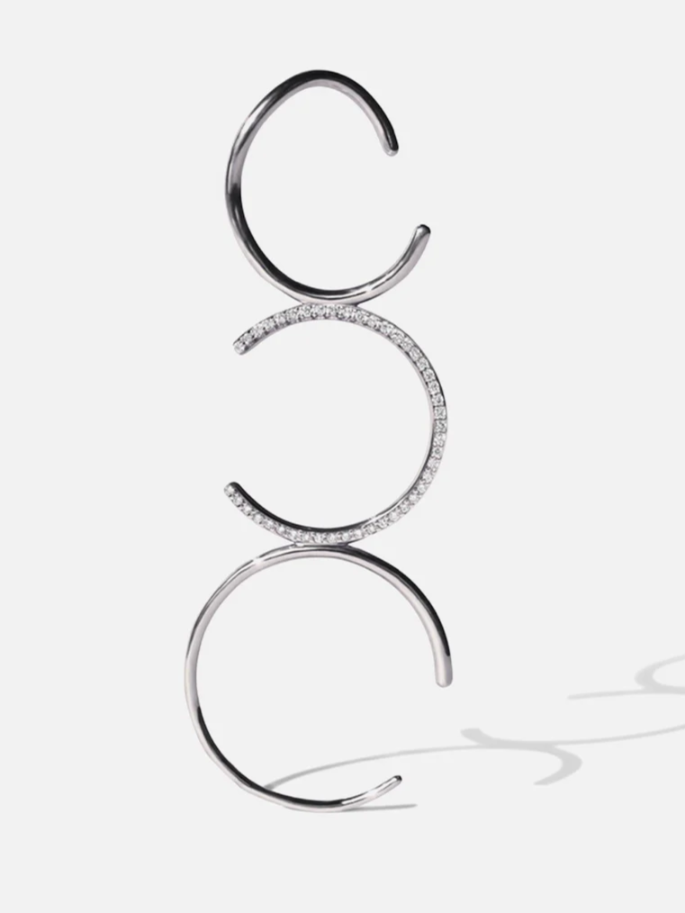 Round Cut White Sapphire Simple Design 3C Single Earrings-JEWELBUYS