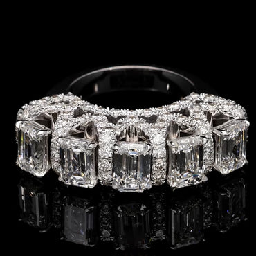 Stunning 7.0ctw Emerald Cut Pentagram White Sapphire Ring -JEWELBUYS