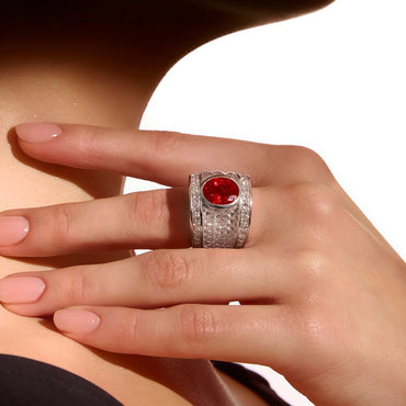 6.0Ctw Extraordinary Oval Cut Ruby Personalized Ring-JEWELBUYS