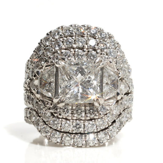 8.0Ctw Princess Cut Trio White Sapphire Stacking Ring-JEWELBUYS