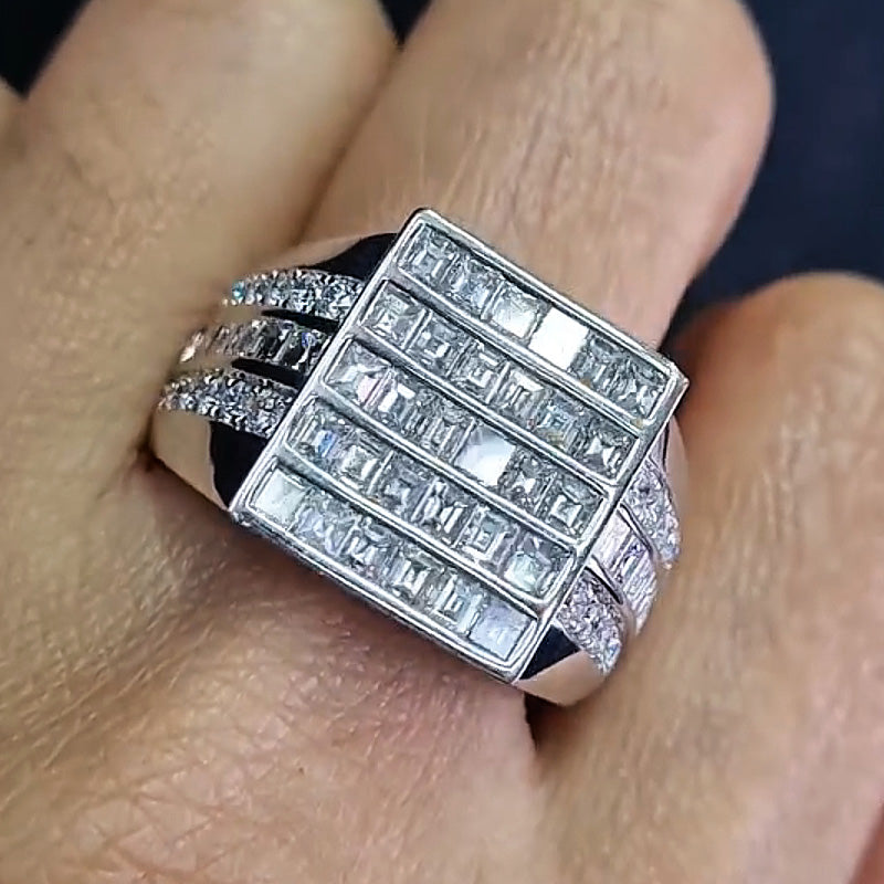 3.1ctw Square Cut White Sapphire Large Ice Crystal Ring-JEWELBUYS