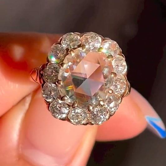 2.71ct Cushion Rose Cut Vintage Style Engagement Ring-JEWELBUYS