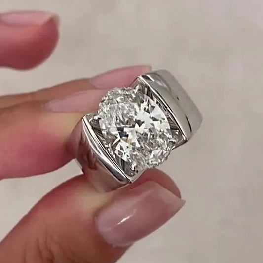 5.2Ct Oval Cut Lab White Sapphire Engagement Ring-JEWELBUYS