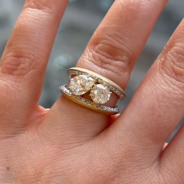 Perfect 4ct Round & Pear Cut White Sapphire Women's Engagement Ring in Gold-JEWELBUYS