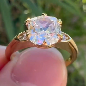 3.52ctw Vintage Style Cushion Cut Sapphire Engagement Ring-JEWELBUYS