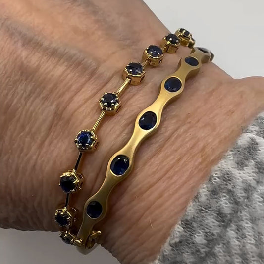 3.3Ctw Round Cut Blue Sapphire Vintage Bracelet-JEWELBUYS