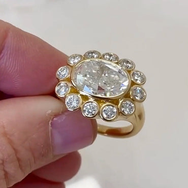 5.0ctw Oval Cut Sapphire Flower Ring-JEWELBUYS