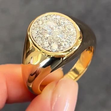 Vintage 4ct Oval Cut White Sapphire Wide Band Women's Engagement Ring in Gold-JEWELBUYS