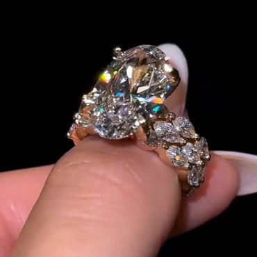 5.0Ctw Oval and Marquise Cut Sapphire Bubble Stacked Engagement Ring-JEWELBUYS